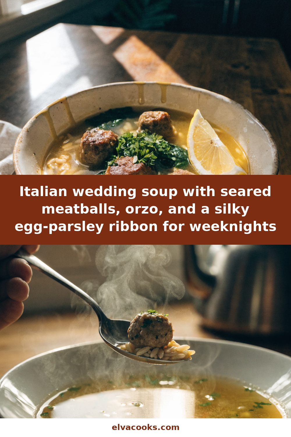 Classic Italian Wedding Soup with Tender Meatballs and Orzo