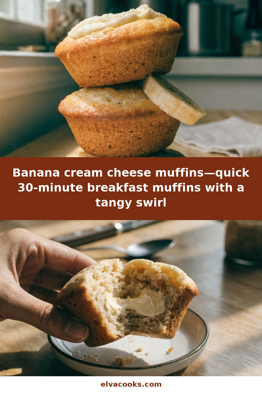 30-Minute Banana Cream Cheese Muffins